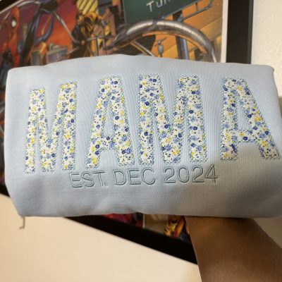 Custom Floral Appliqué MAMA EST Crewneck