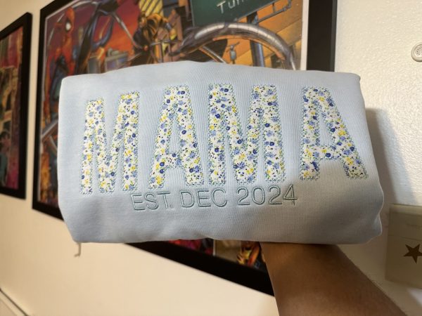 Custom Floral Appliqué MAMA EST Crewneck